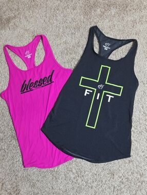 Active Faith Sports (2) Large Racerback Tank Tops, Blessed